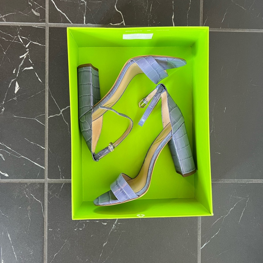 Sam Edelman Blue Croc-Embossed Heels
